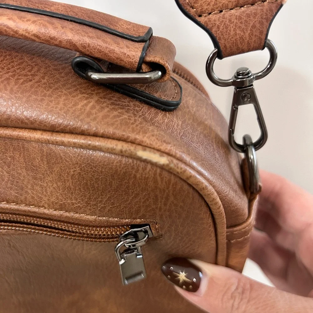 Brown Checkered Women's Crossbody Bag - Picture 6 of 10